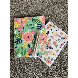 SM & Co Floral Daily Planner Notebook Set w Pens & Stickers Organizer Journal